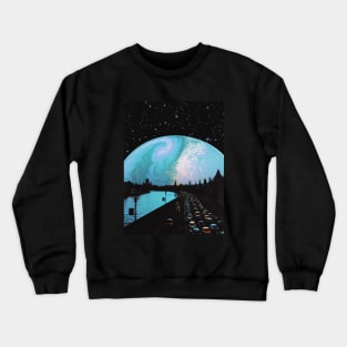 Rush Hour - Space Collage, Retro Futurism, Sci-Fi Crewneck Sweatshirt